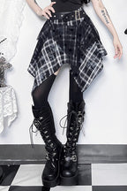 Plaid Asymmetrical Hem Mini Skirt