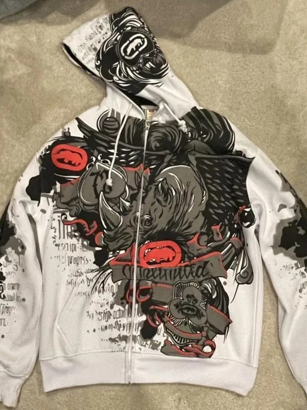 Streetwear Skull Eye Print Black Pullover Hoodie Secondary image