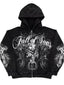 Punk Distressed Skull Eye Print Hoodie