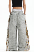 Leopard Panel Wide Leg Pants