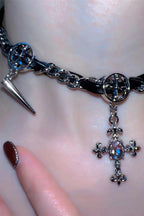 Gothic Rhinestone Cross Necklace