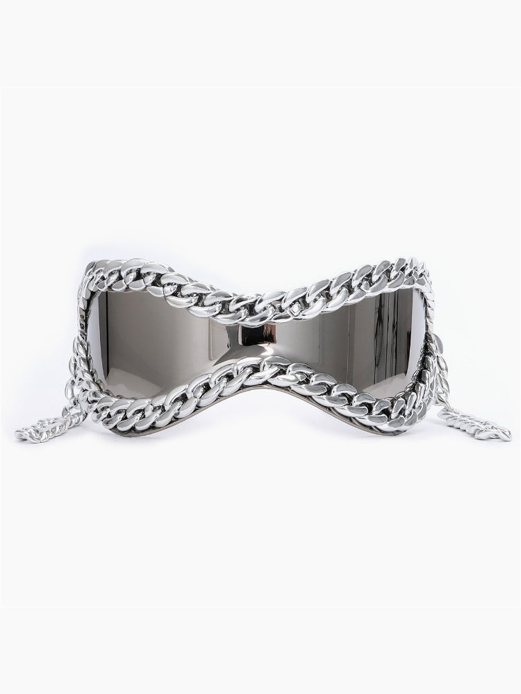 Y2K Metal Chain Futuristic Glasses