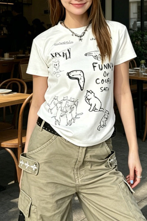 Doodle Graphic Short Sleeve T-Shirt