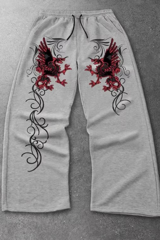 Assorted Gothic Graphic Wide Leg Sweatpants