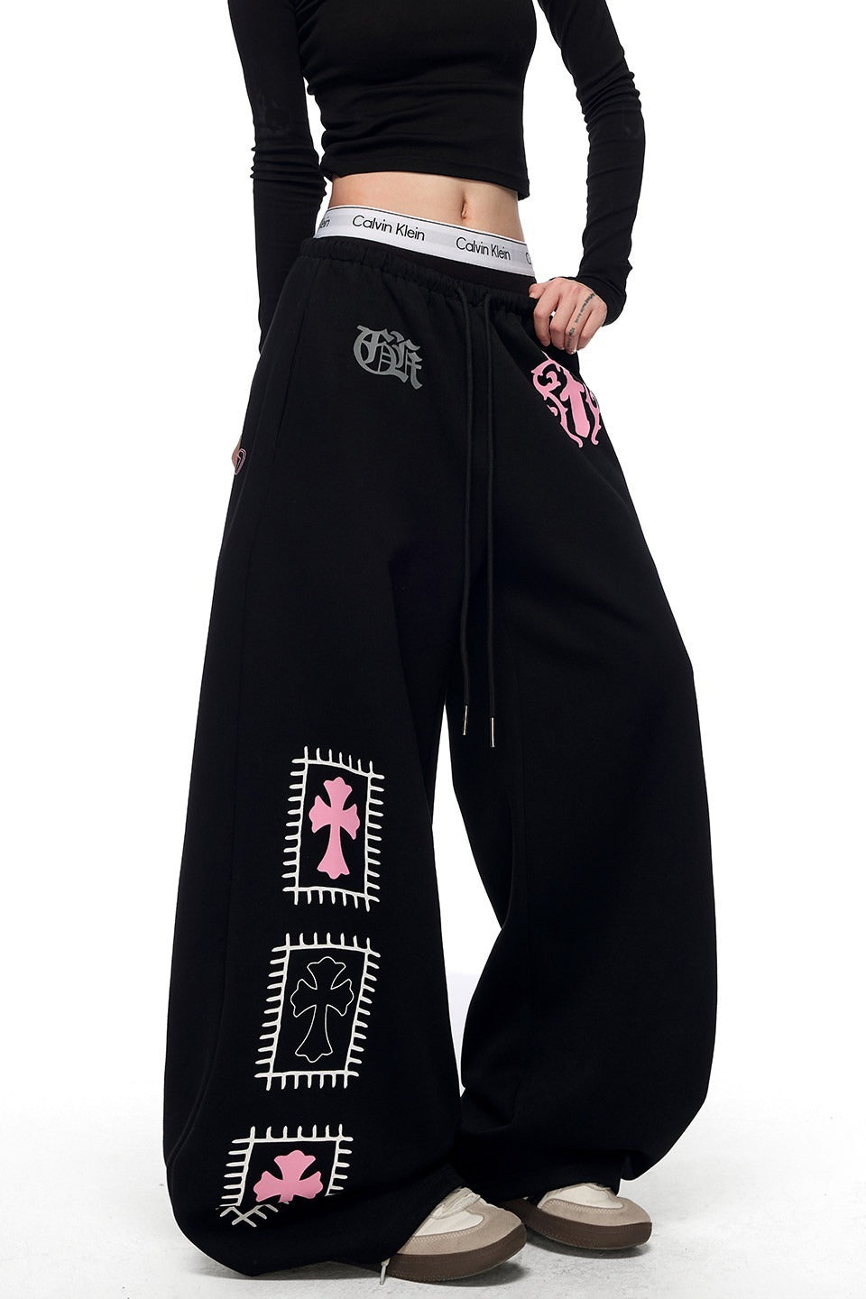 Skeleton Graphic Wide Leg Pants