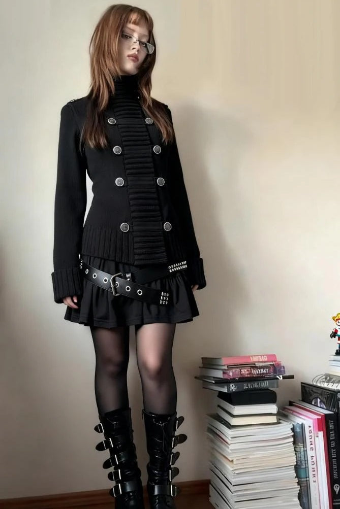 Gothic Metal Button Knitted Cardigan Sweater Main image