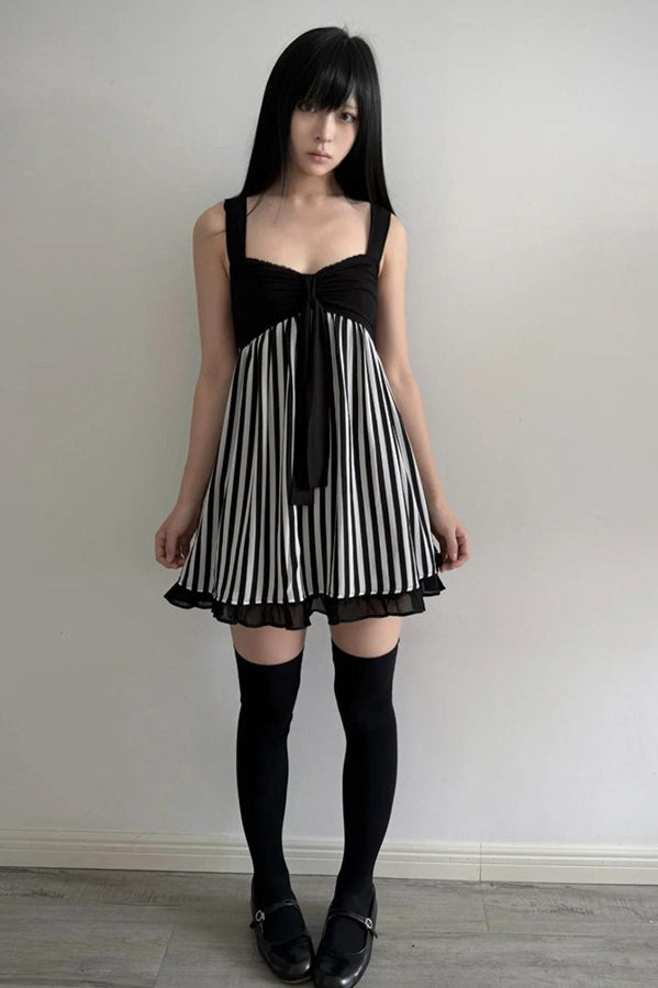 Bow Stripe Sailor Style Mini Dress