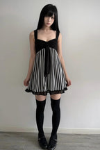 Bow Stripe Sailor Style Mini Dress