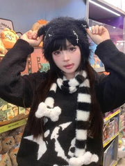 Fluffy Bear Ear Gothic Lolita Y2K Winter Warm Hat