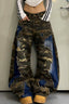 Denim Patch Camouflage Wide Pants