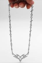 Hip Hop Thorn Flame Hollow Heart Necklace
