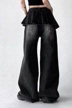 Peplum Overlay Wide Leg Pants