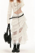 Y2K Retro Lace Tiered Ruffle Mini Skirt