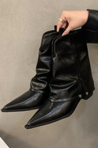 Pointed Toe Folded Shaft Boots