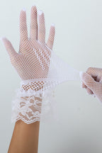 Bow Detail Lace Cuff Gloves