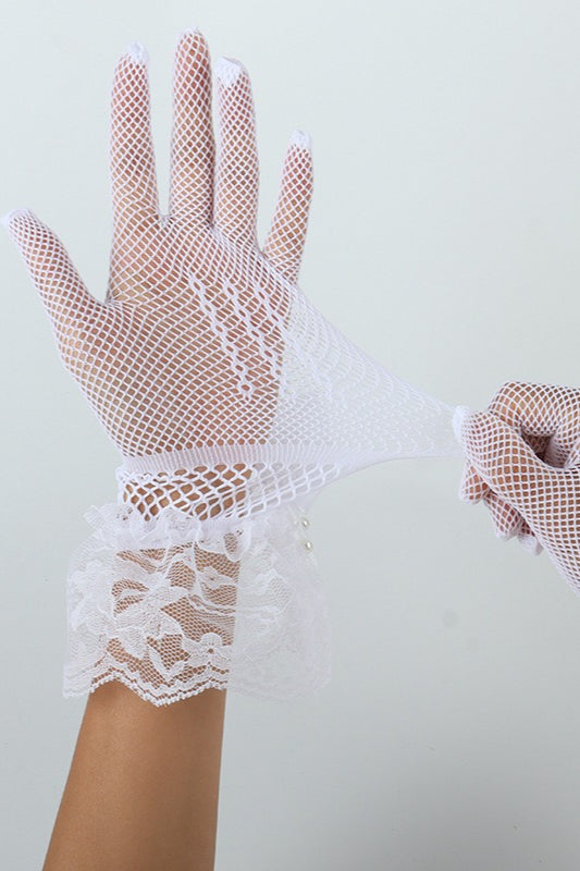 Bow Detail Lace Cuff Gloves