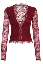 Floral Lace Up Front Crop Tops