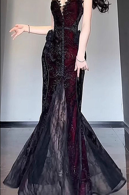 Halloween Gothic Style Dark Shawl Suspenders Tube Top Dress Secondary image