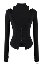 Layered High Neck Button Cardigans