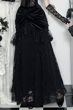Velvet Lace Gothic Midi Skirt
