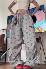 Vintage Bone Charm Wide-Leg Loose Fit Pants