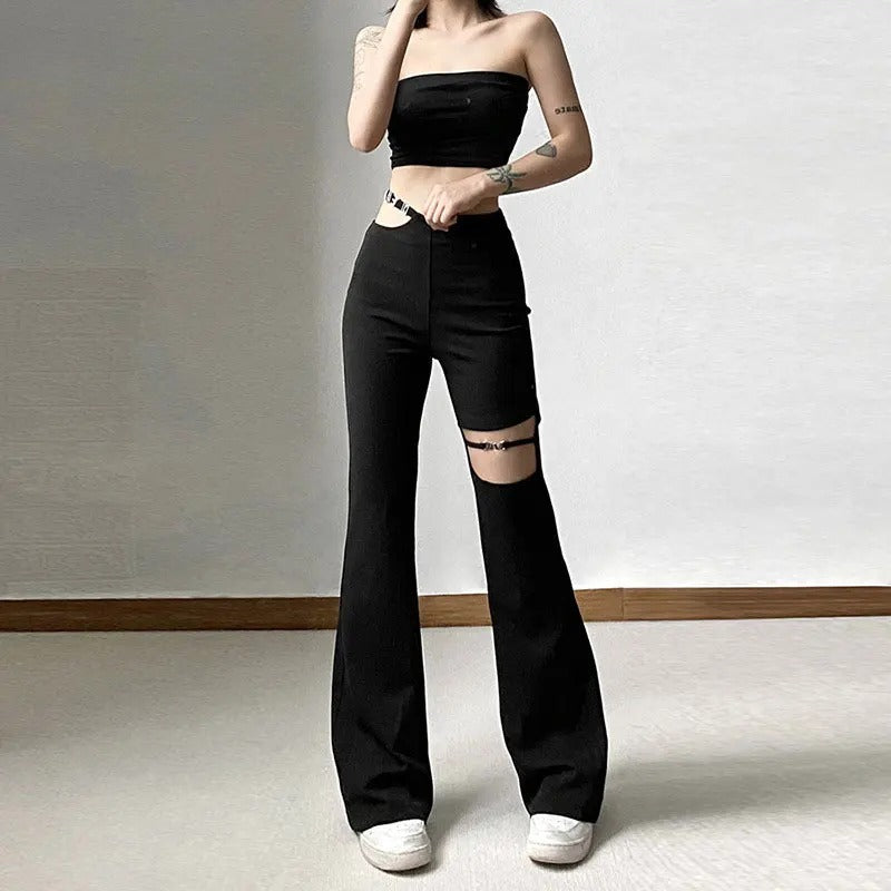 Black Utility Belt Cargo Pants