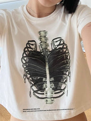 Mechanical Skeleton Print Crop Top