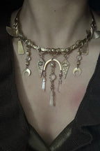 Vintage Moon Star Tassel Choker Necklace