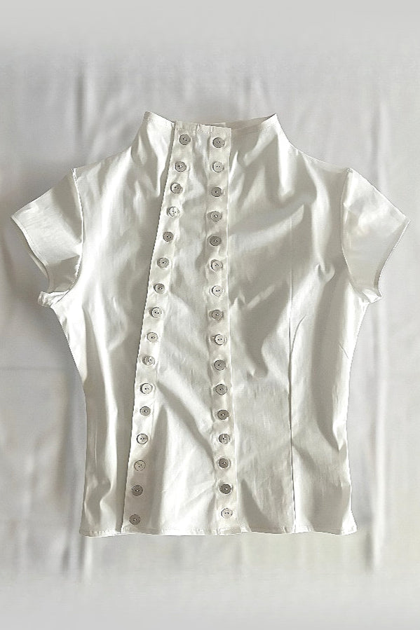 Asymmetrical Double Row Button Blouse Main image