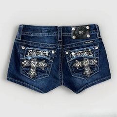 Tight Fit Embroidered Pattern Shorts