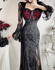 Lace Velvet Punk Midi Dress