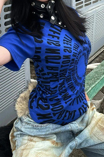 Slim Niche Blue Regular Shoulder T-shirt Secondary image