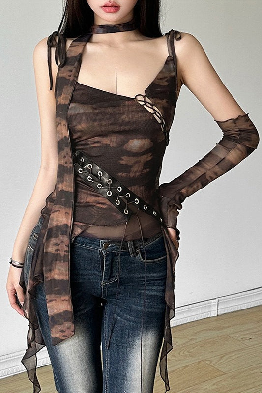 Sexy Mesh Cami Single Sleeve Mesh Top Secondary image