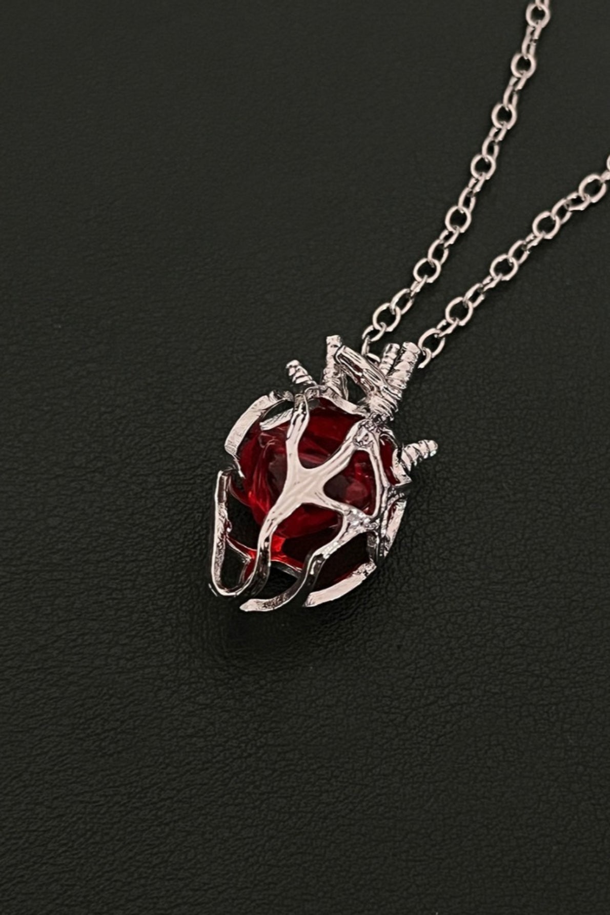 Gothic Hollow Heart Glass Pendant Necklace Main image
