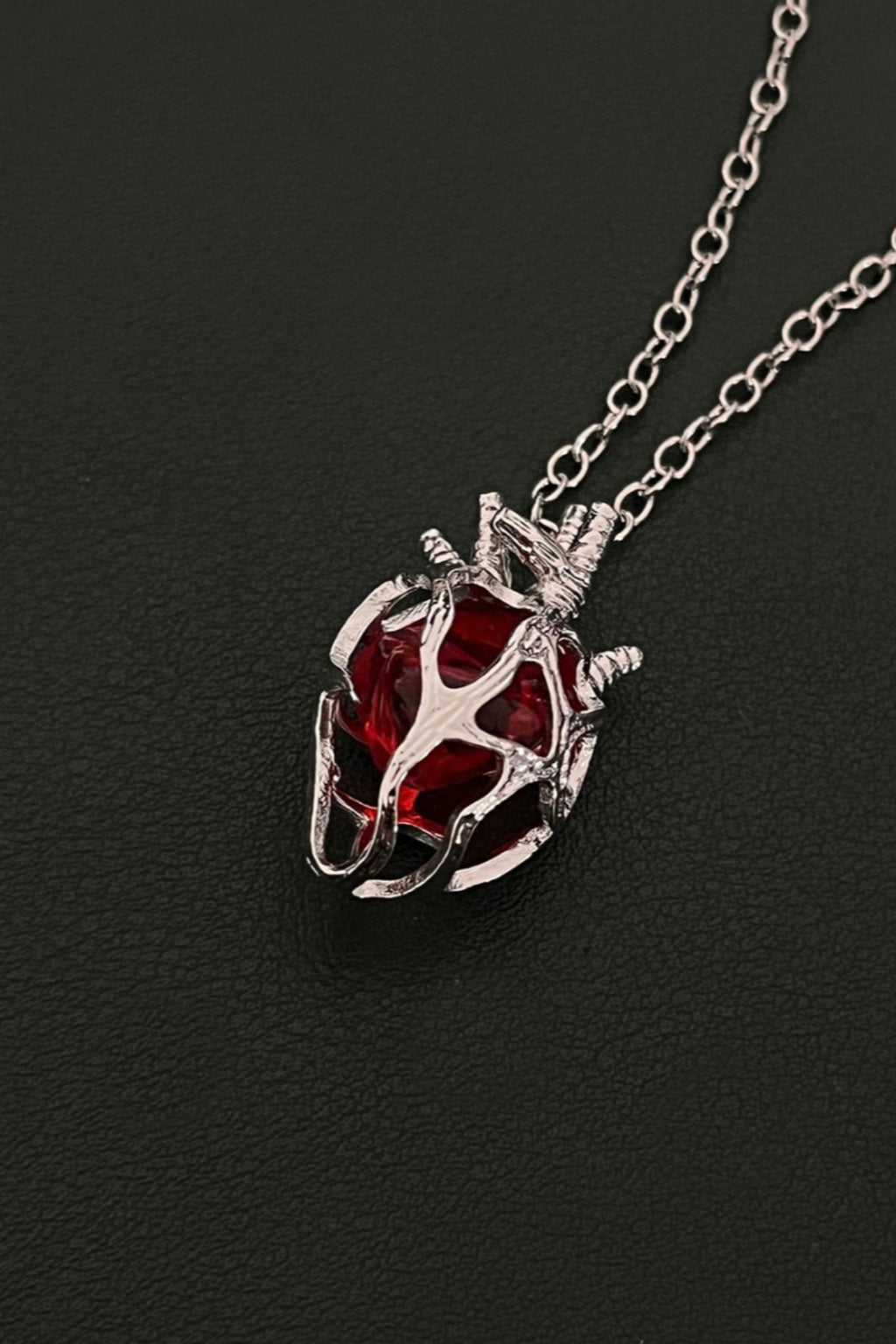 Gothic Hollow Heart Glass Pendant Necklace