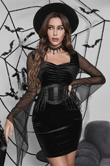 Gothic Bell Sleeve Velvet Dress