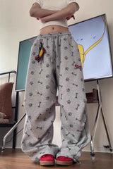 Vintage Bone Charm Wide-Leg Loose Fit Pants