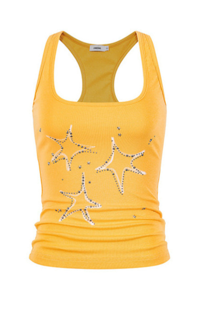 Shell Rhinestone Racerback Tank Top