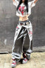 High Street Distressed Inside-Out Printed Denim Pants