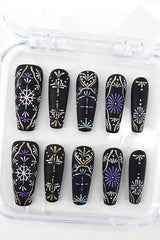 Gothic Dark Pattern Fake Nails