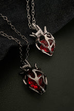 Gothic Hollow Heart Glass Pendant Necklace