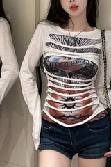 Edgy Cut Out Slim Fit Mesh Top