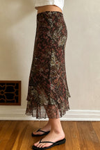 Paisley Print Ruffle Hem Skirts