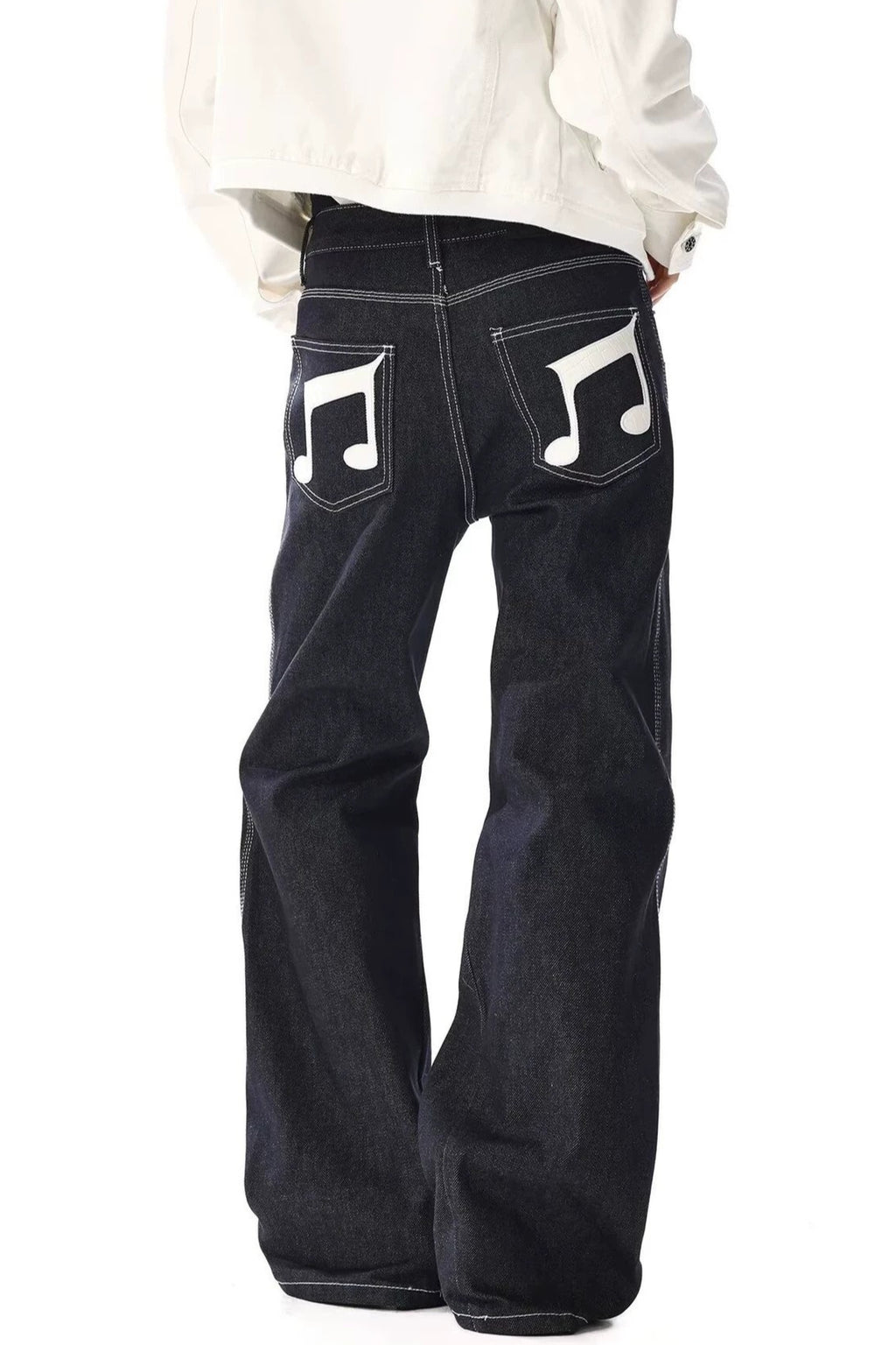 Music Note Contrast Stitch Pants