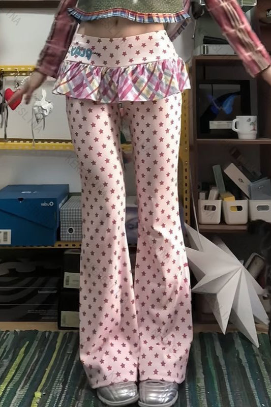 Polka Dot Layered Flared Pants