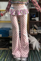 Polka Dot Layered Flared Pants