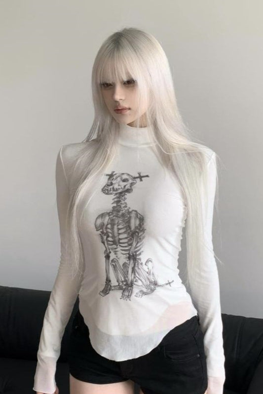 Skull Dog High Neck Slim T-Shirt Main image