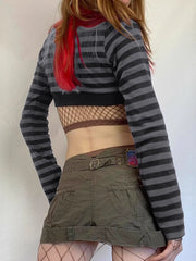 Slim Striped U-neck Gothic Vintage Knit Crop Top