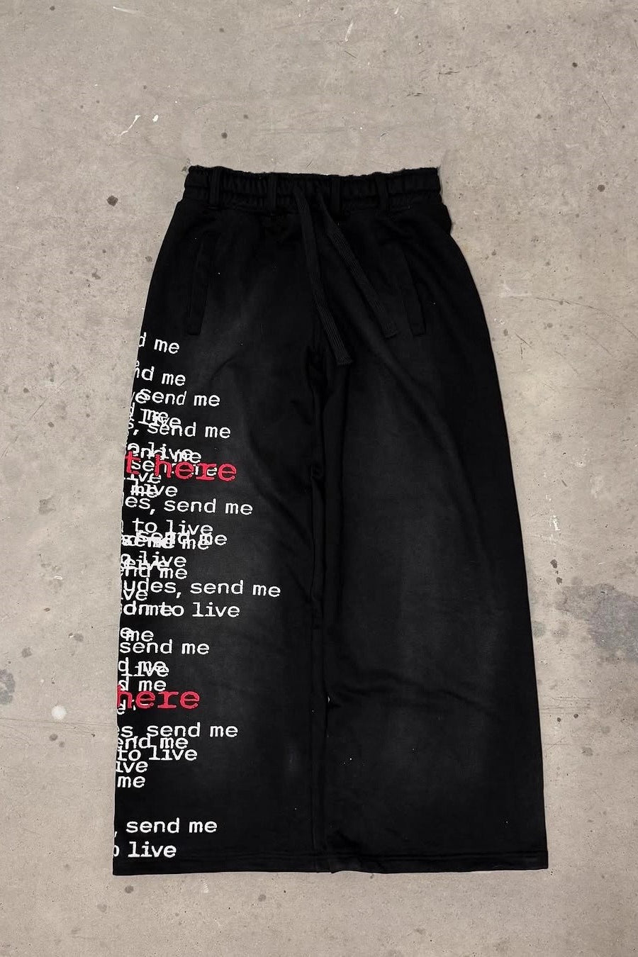 Graffiti Letter Drawstring Wide Leg Pants
