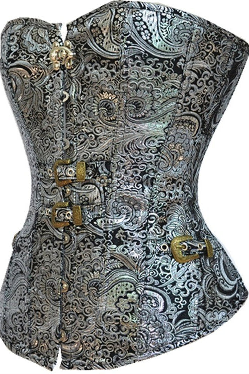 Gothic Printed Silver Steel Buckle Corset Secondary image